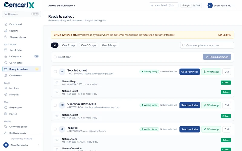 Ready to collect with one-click reminders